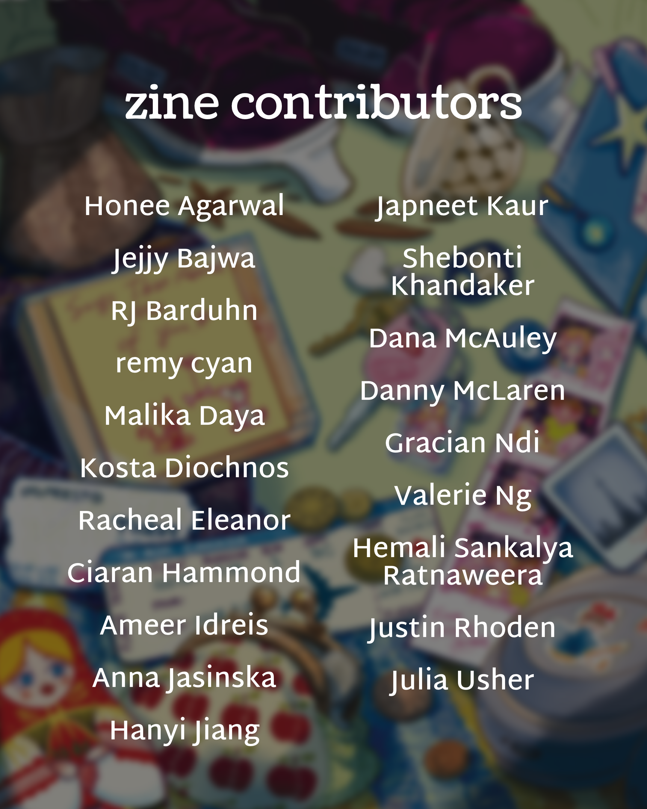 Contributors of the zine